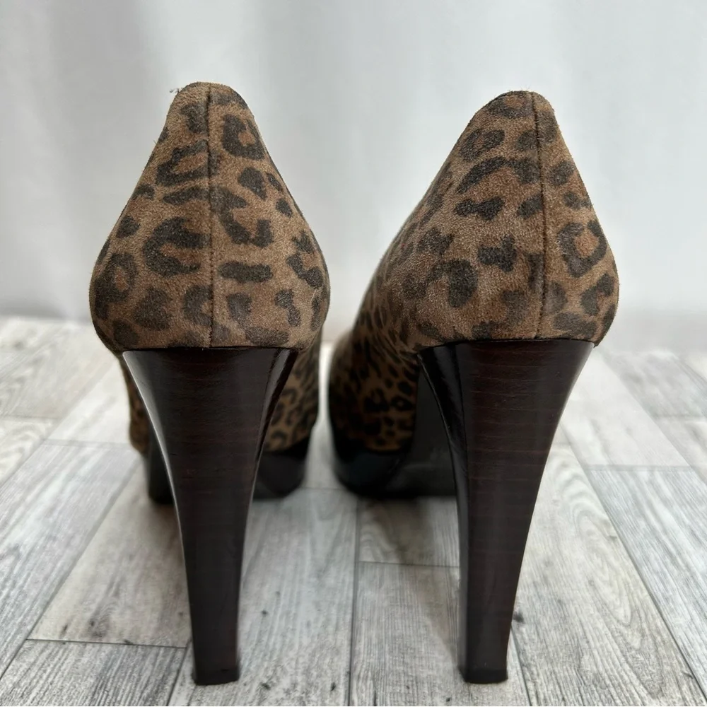 Stuart Weitzman brown animal print platform heels cheetah